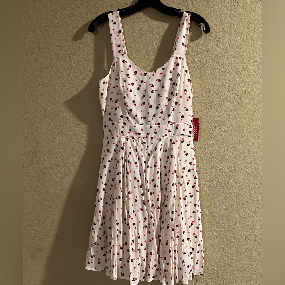 LC Lauren Conrad White and Red Floral Disney Midi Dress